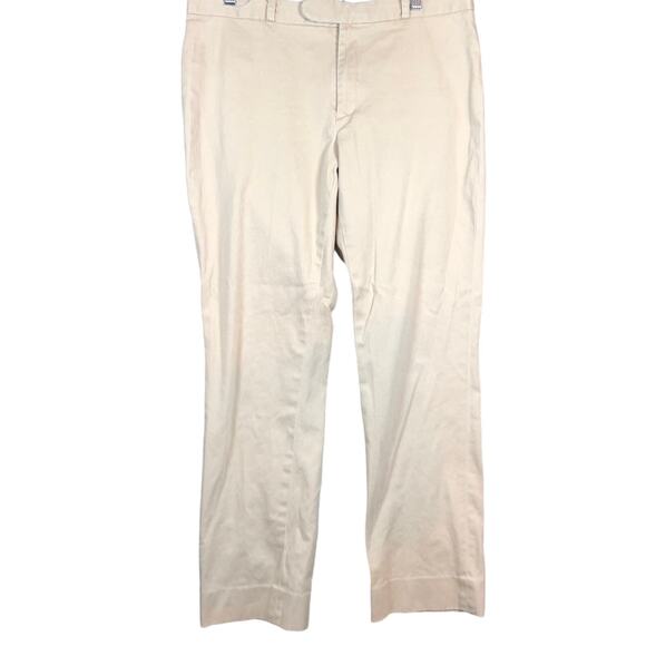 Ralph Lauren Womens Pants Tan Chinos Straight Leg Career Workwear Stretch 12 - Picture 1 of 12